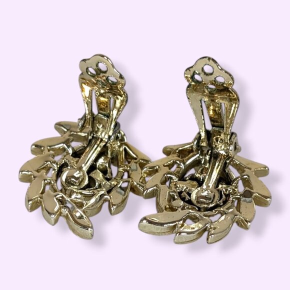 V. Lisner Yellow Enamel Rhinestone Earrings - Picture 4 of 6